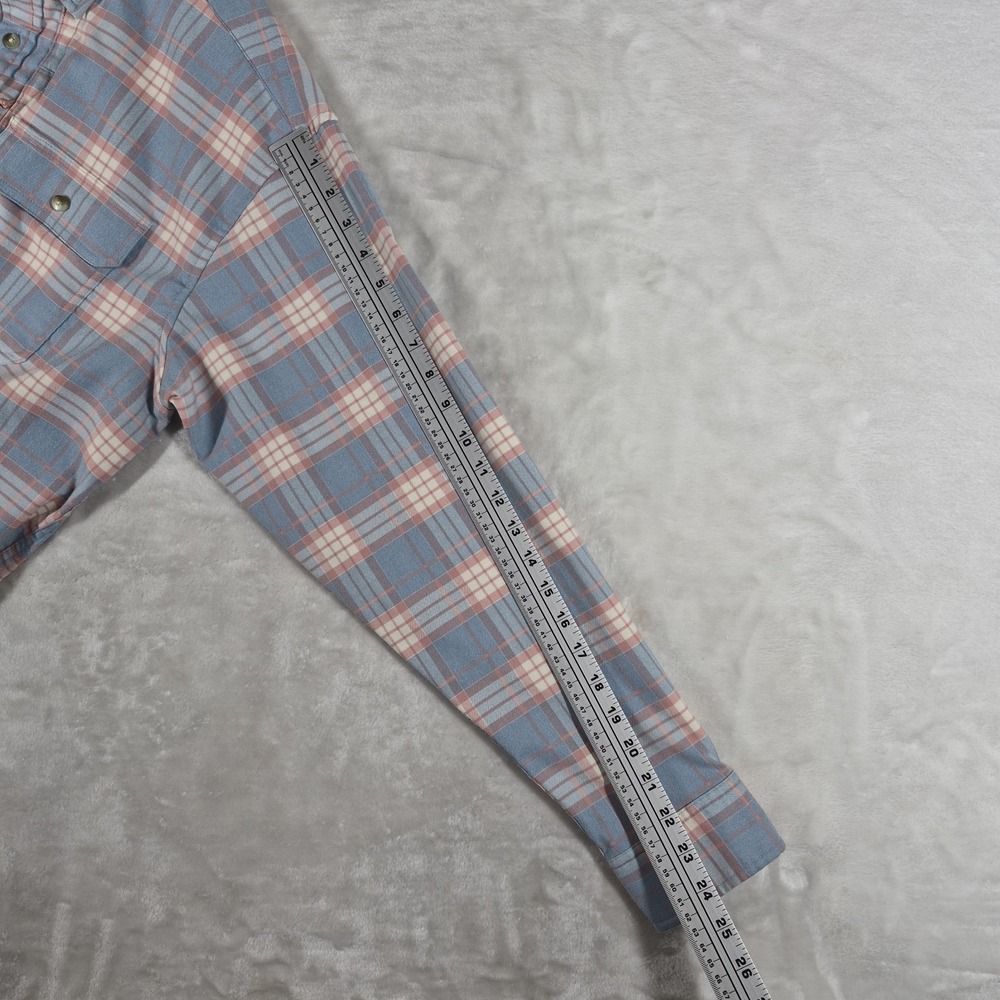 Poncho Flannel Shirt Men's Large Blue Pink Plaid Long Sleeve Regular Fit Comfort - Picture 4 of 8